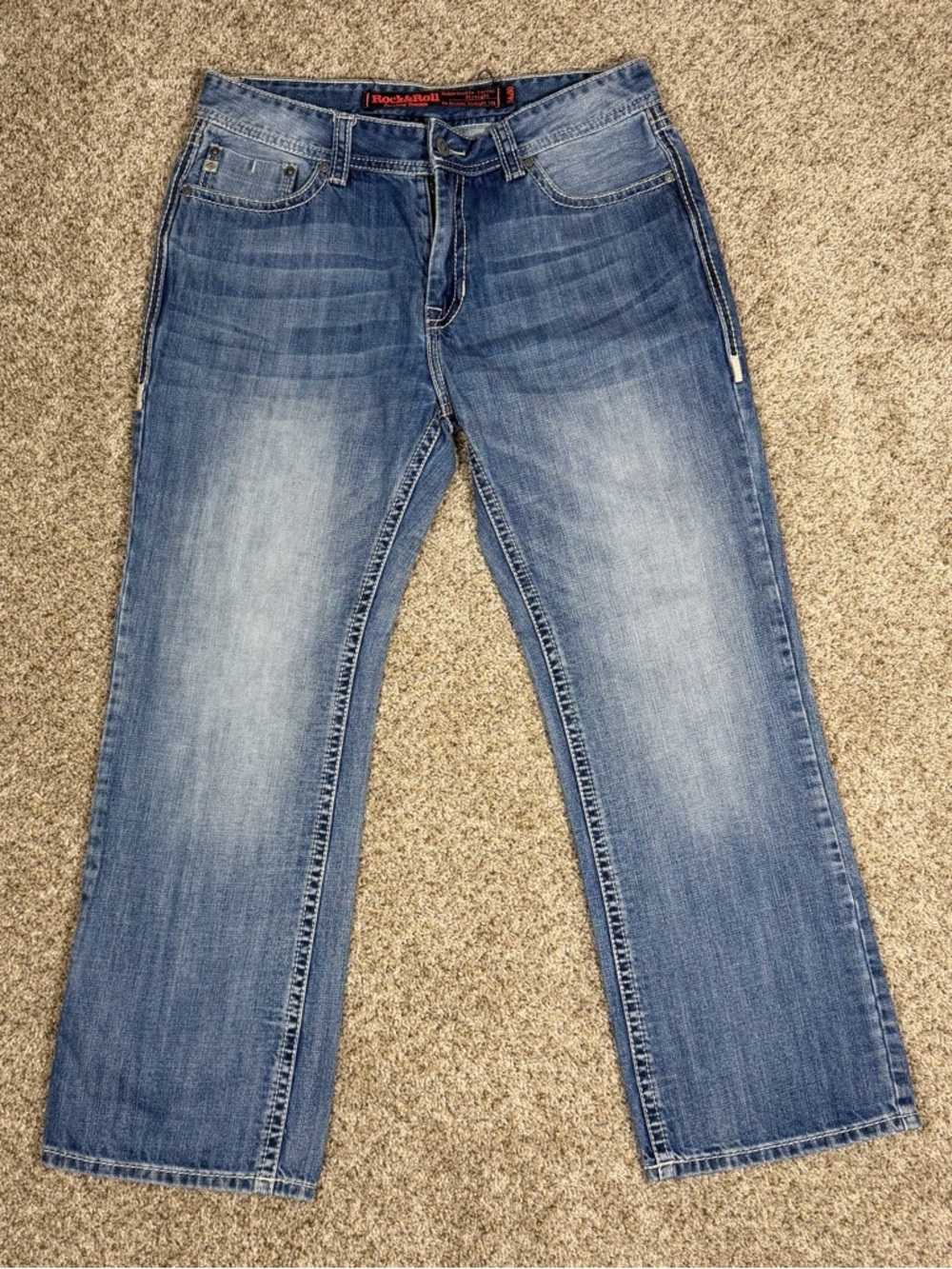 Rock & Roll Cowboy Relaxed Straight Jeans 36x30 Western Denim